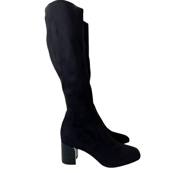 Donald Pliner Florish Stretch Square Toe Block Heel Tall Boots •Size 9M • NWT - Picture 3 of 16